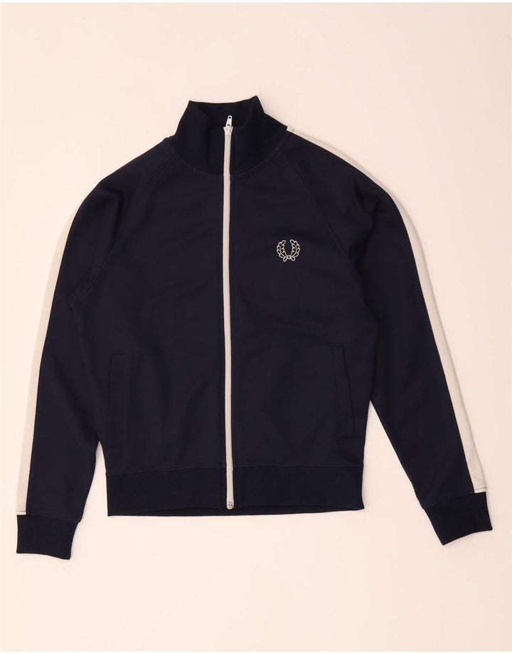 Fred Perry Boys Tracksuit Top Jacket 11-12 Years Medium Navy Blue