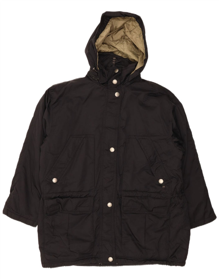 EDDIE BAUER Womens Oversized Hooded Windbreaker Coat UK 16 Large Black