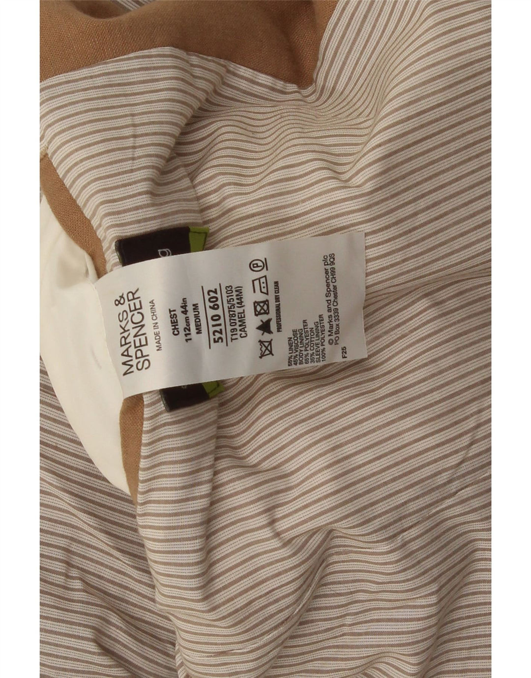 Marks & Spencer Mens 2 Button Blazer Jacket UK 38 Medium Beige Linen