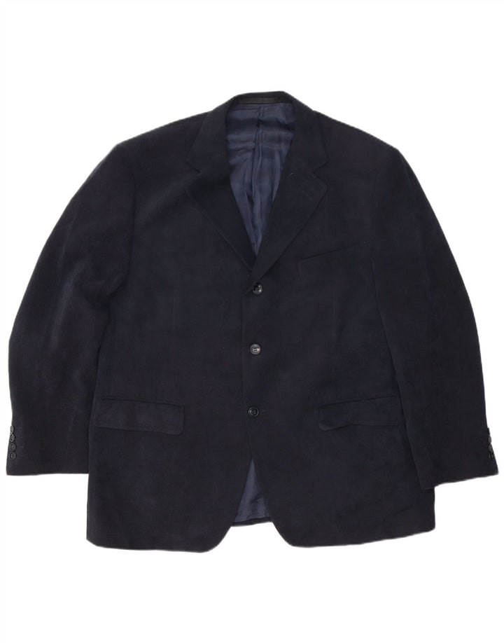 Marks & Spencer Mens 3 Button Blazer Jacket UK 44 2XL Navy Blue Polyester