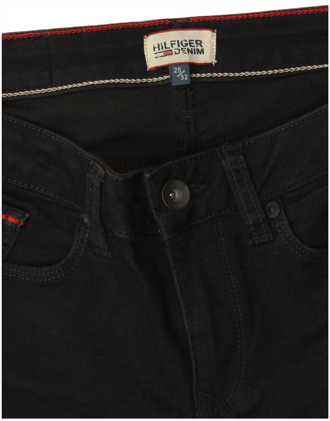 Tommy Hilfiger Womens Slim Jeans W25 L32 Black Cotton
