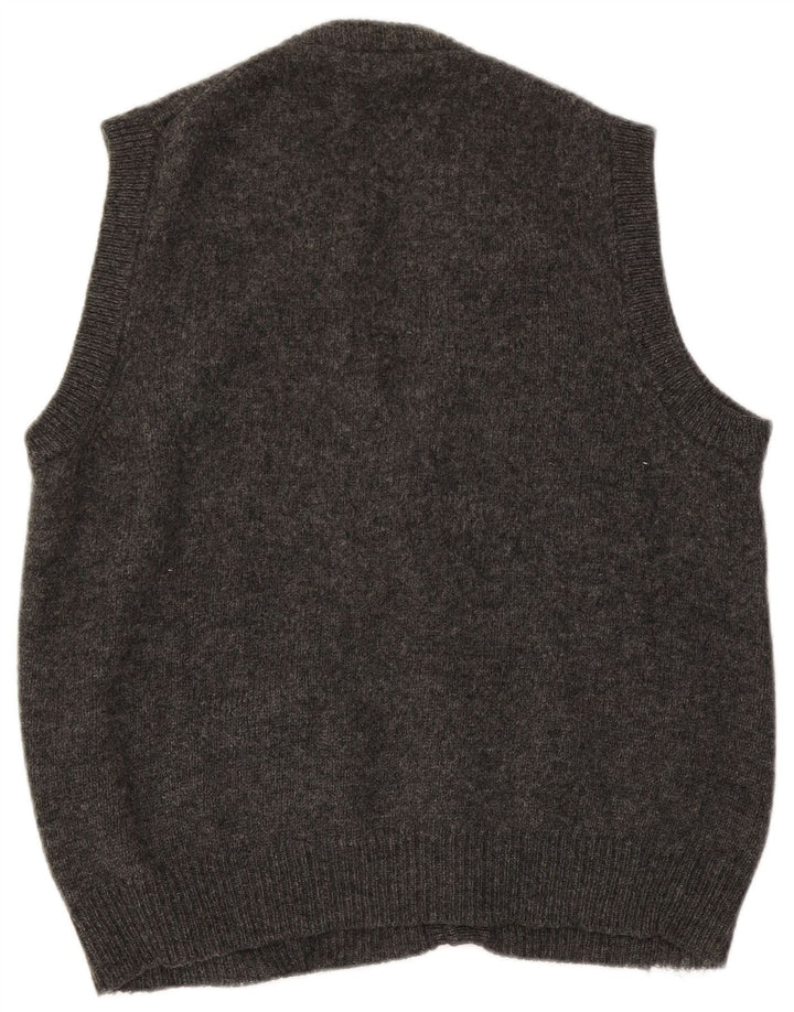 Fila Mens Sleeveless Cardigan Sweater Medium Grey Wool