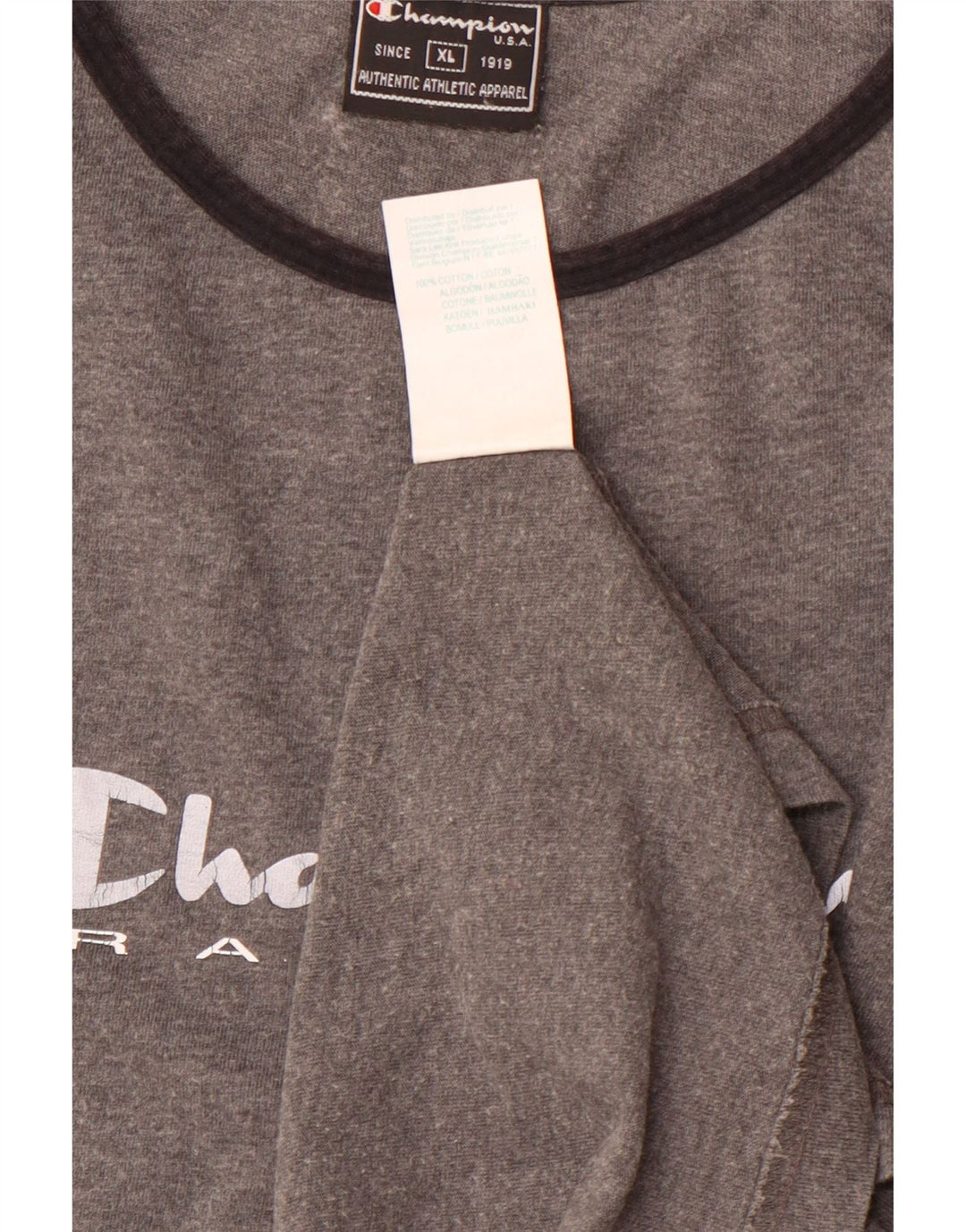 CHAMPION Womens Graphic T-Shirt Top UK 18 XL Grey Cotton