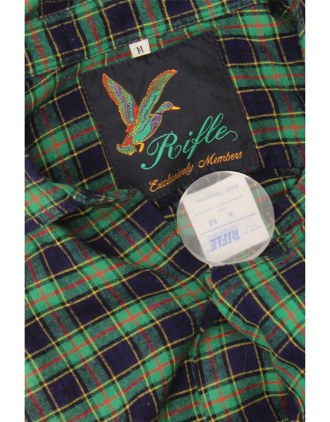 Rifle Mens Flannel Shirt Medium Green Check Acrylic