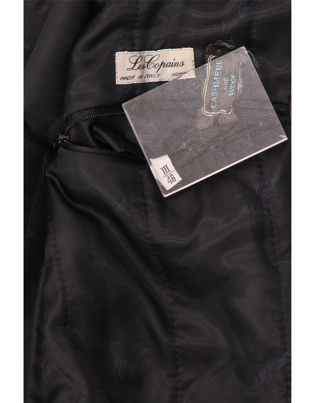 Les Copains Mens Double Breasted Coat IT 48 Medium Navy Blue Cashmere