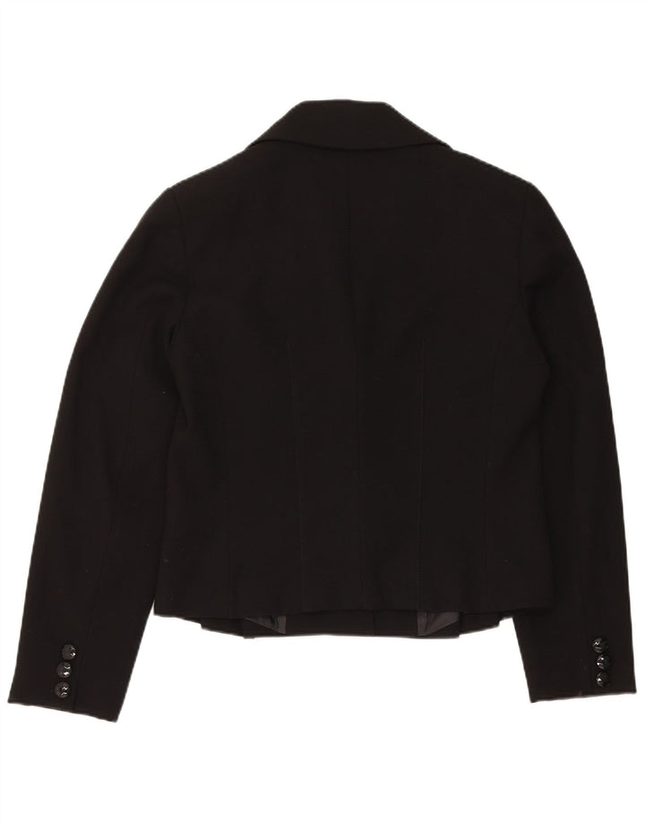 Trussardi Womens 3 Button Blazer Jacket IT 48 XL Black Polyester