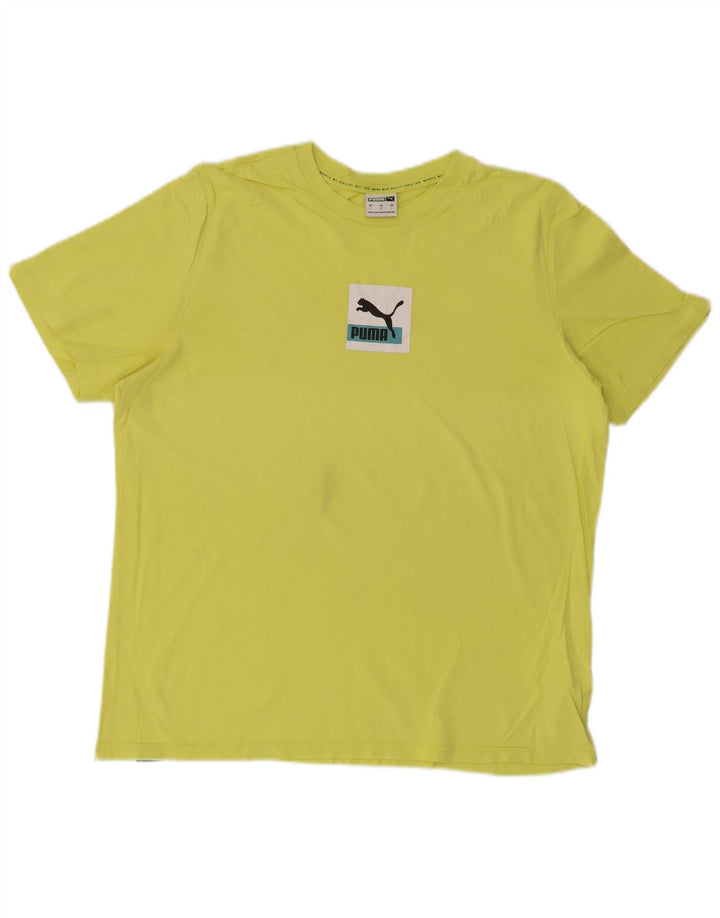 PUMA Mens Graphic T-Shirt Top Large Yellow