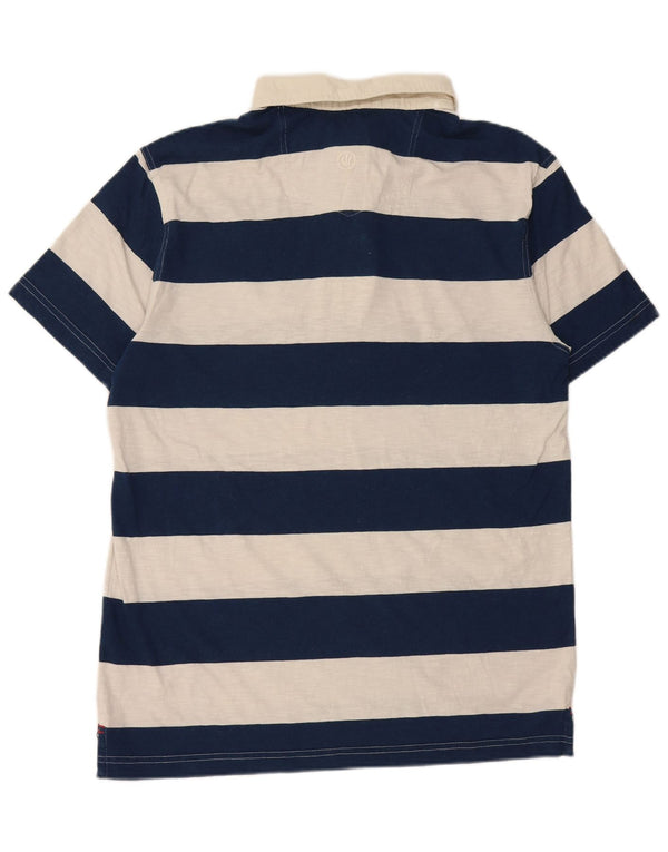 Fat Face Mens Polo Shirt Large Navy Blue Striped Cotton