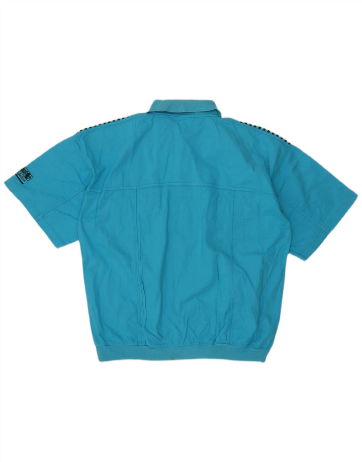 C & A Mens Short Sleeve Pullover Shirt Large Blue Cotton
