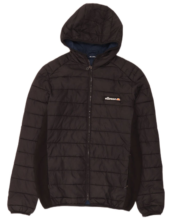 Ellesse Mens Hooded Padded Jacket UK 36 Small Black Nylon