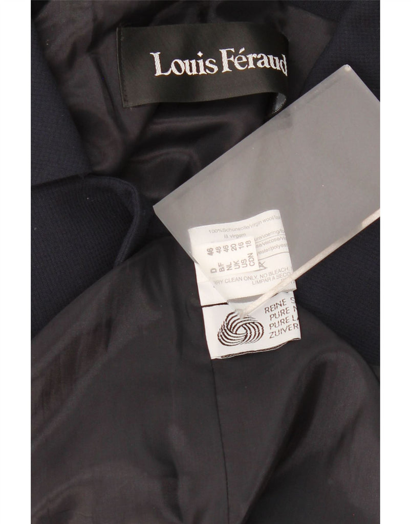 LOUIS FERAUD Womens 1 Button Longline Blazer Jacket UK 20 2XL Navy Blue Vintage Louis Feraud and Second-Hand Louis Feraud from Messina Hembry 
