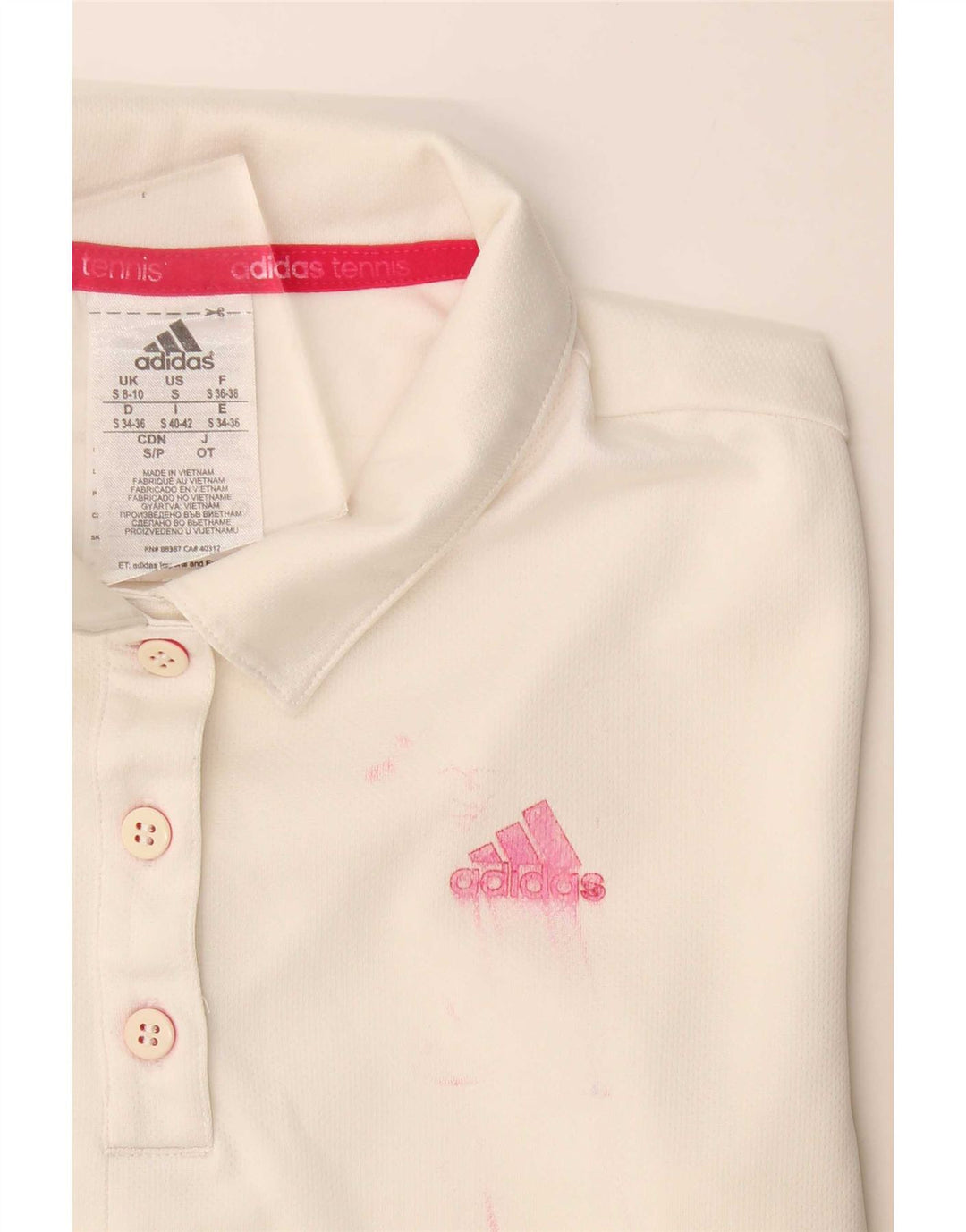 Adidas Womens Climalite Polo Shirt UK 8/10 Small White Polyester
