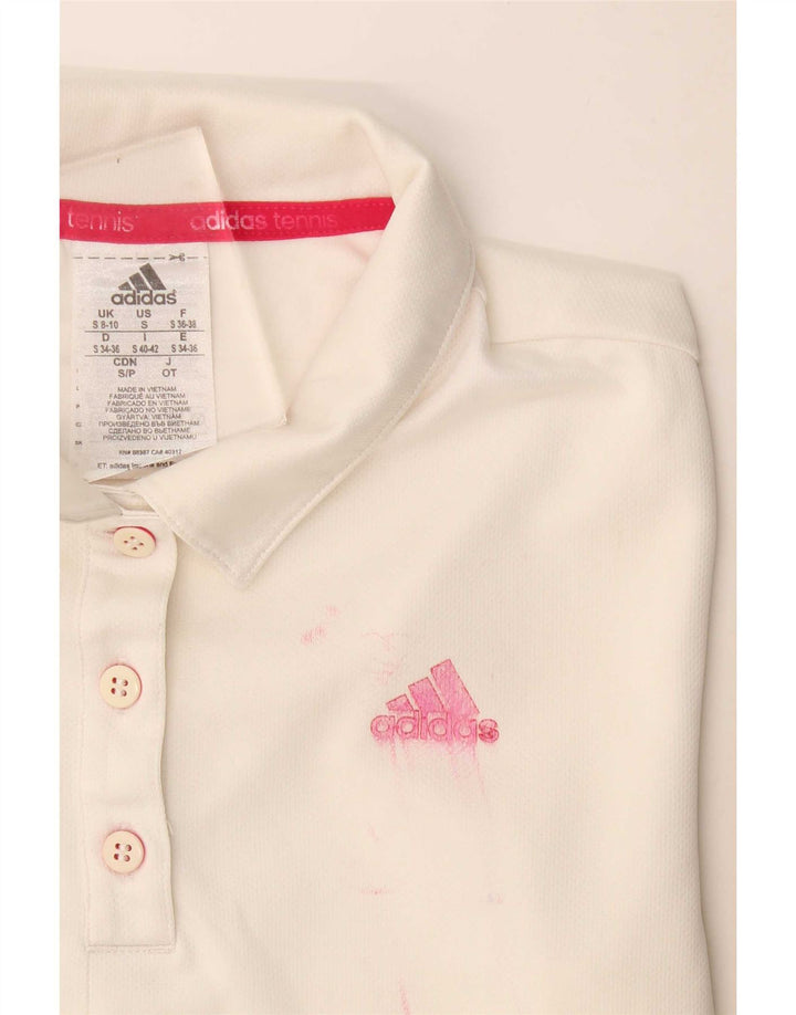 Adidas Womens Climalite Polo Shirt UK 8/10 Small White Polyester