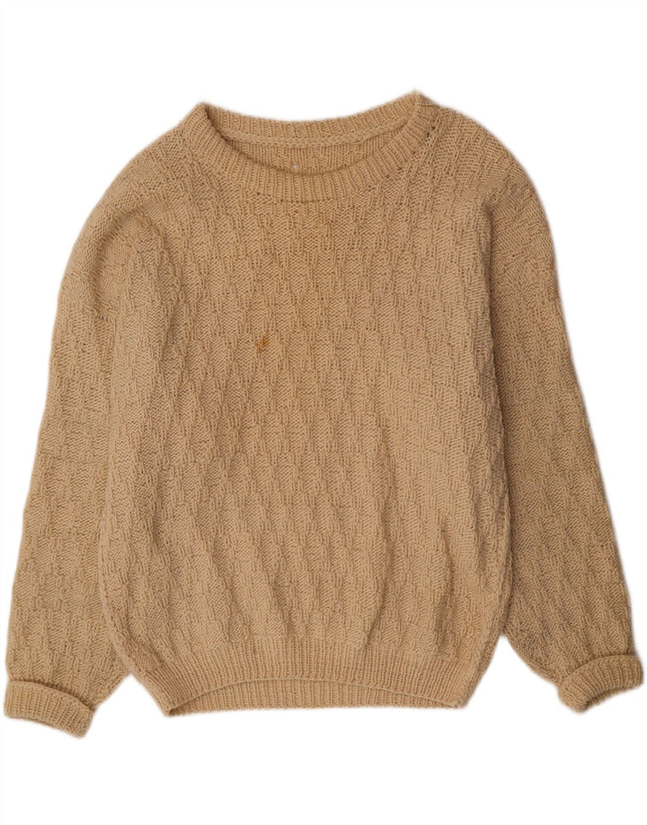 VINTAGE Mens Boat Neck Jumper Sweater Large Beige