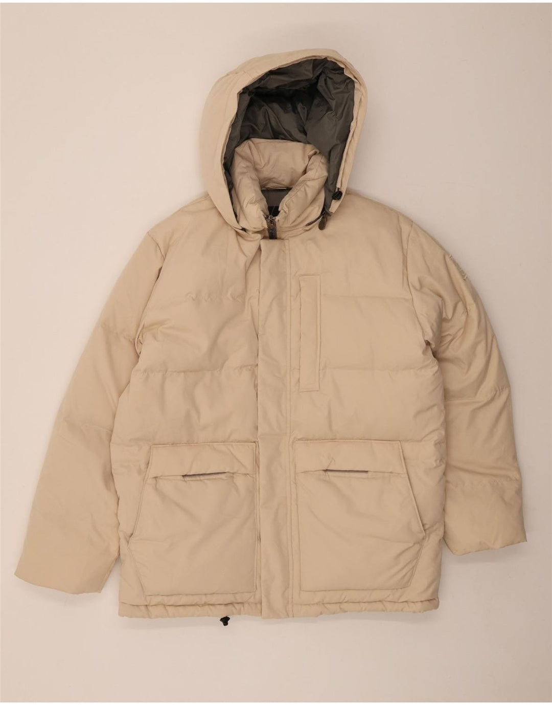 MURPHY & NYE Mens Hooded Padded Jacket UK 40 Large Beige Polyester