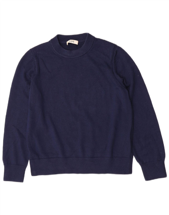 Cos Womens Crew Neck Jumper Sweater Medium Navy Blue Wool