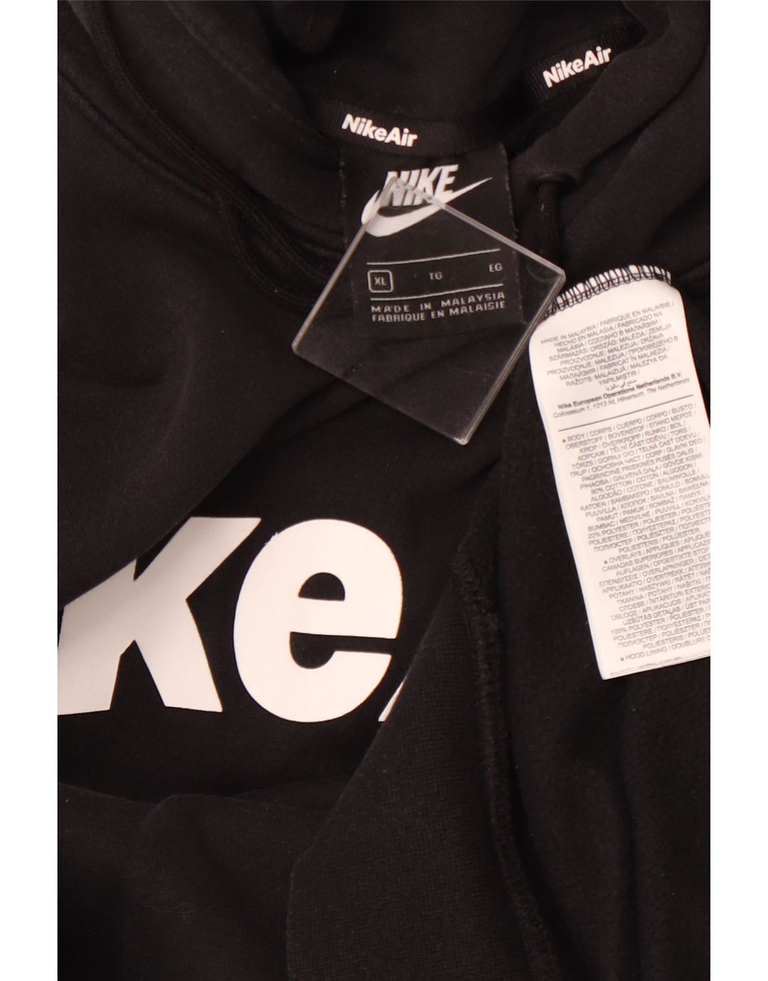 NIKE Mens Graphic Hoodie Jumper XL Black Cotton