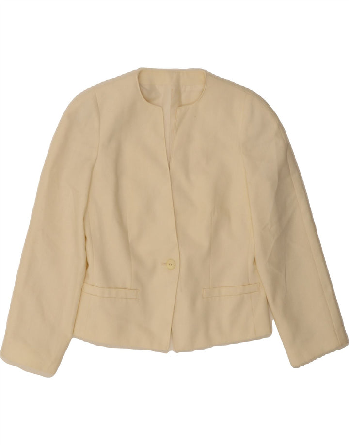 ST MICHAEL Womens 1 Button Blazer Jacket UK 10 Small  Beige Polyester Vintage St Michael and Second-Hand St Michael from Messina Hembry 