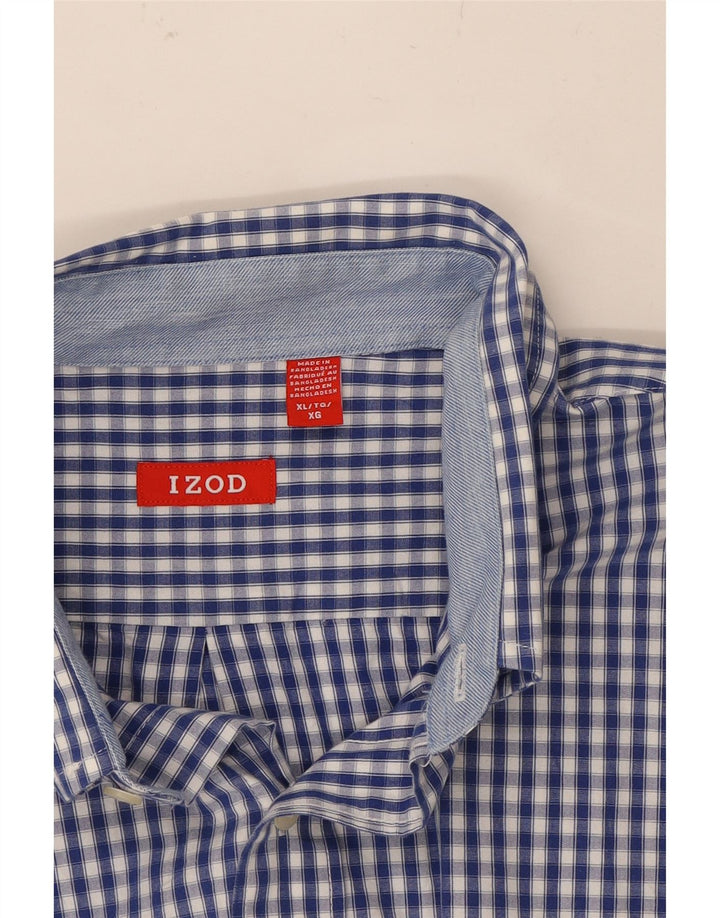 IZOD Mens Shirt XL Blue Gingham Cotton Vintage Izod and Second-Hand Izod from Messina Hembry 