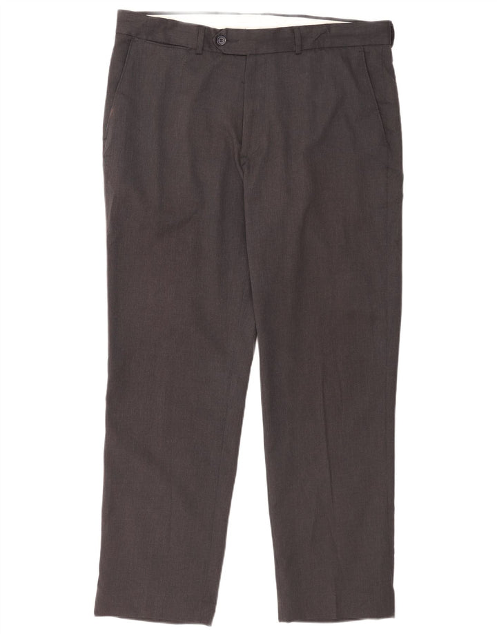James Pringle Mens Straight Suit Trousers W36 L29 Grey Polyester
