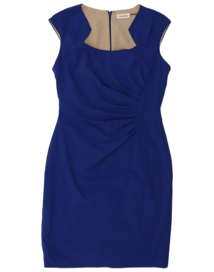 CALVIN KLEIN Womens Sleeveless Sheath Dress US 8 Medium Blue Polyester