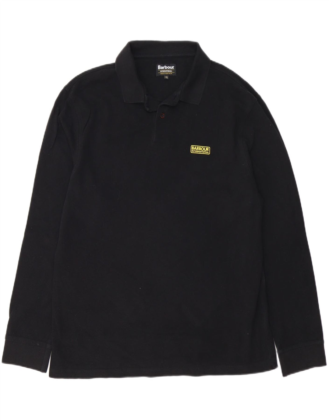 BARBOUR Mens Long Sleeve Polo Shirt 2XL Black Cotton