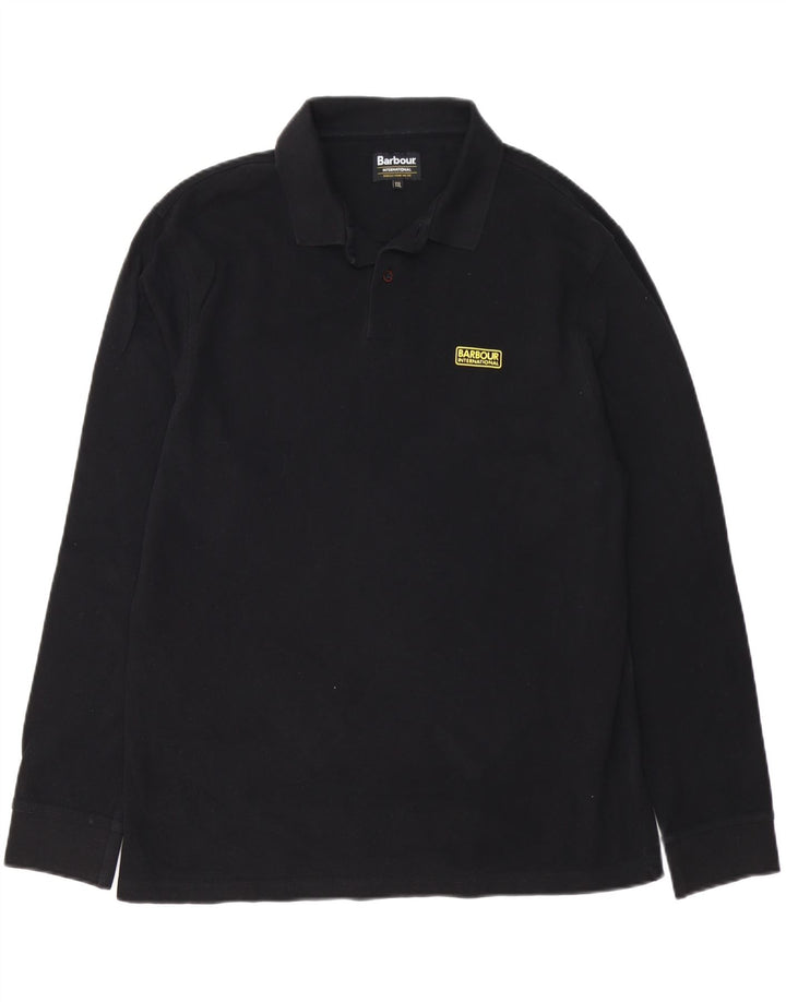 BARBOUR Mens Long Sleeve Polo Shirt 2XL Black Cotton