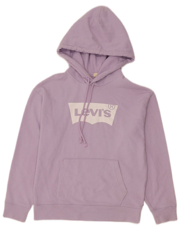 Levi's Womens Graphic Oversized Hoodie Jumper UK 6 XS Purple Cotton