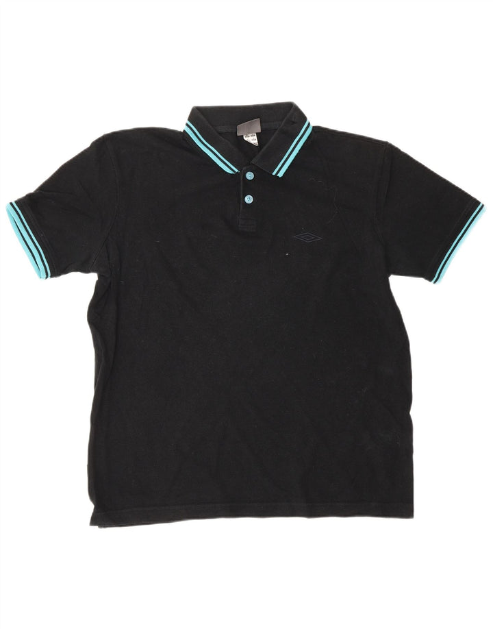 UMBRO Mens Polo Shirt Medium Black Cotton