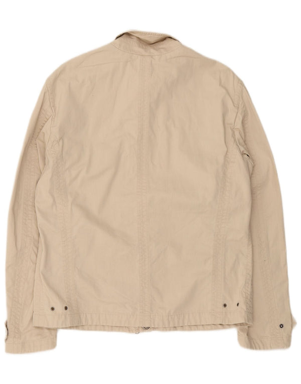Invicta Mens Bomber Jacket UK 40 Large Beige Cotton