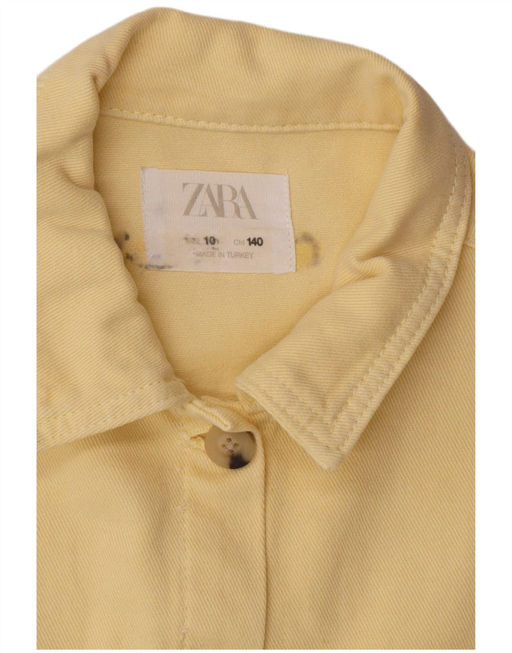 Zara Girls Crop Bomber Jacket 9-10 Years Yellow