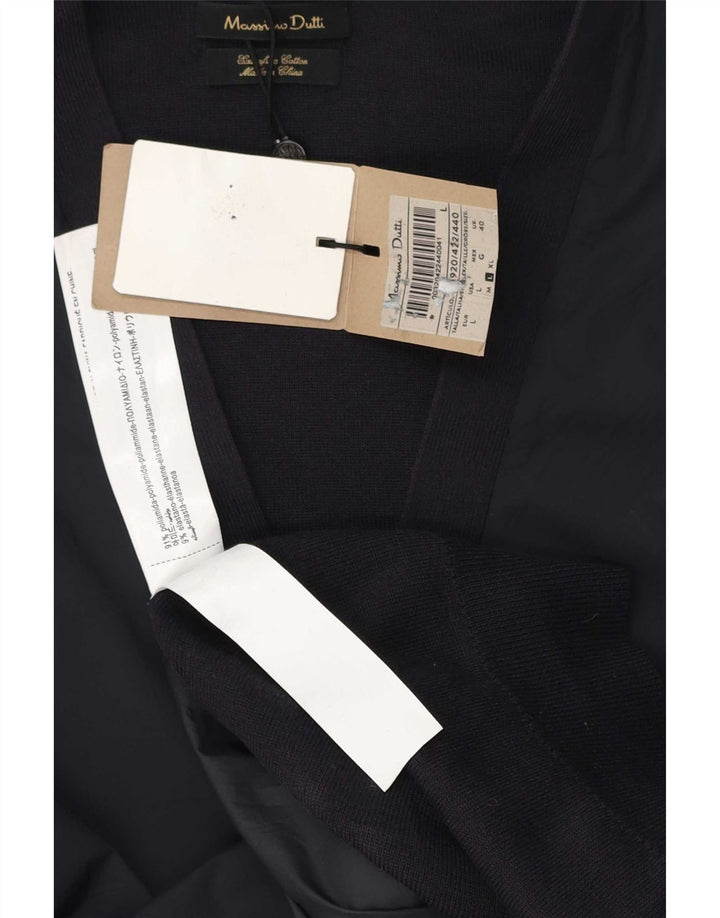 Massimo Dutti Mens Regular Fit Cardigan Sweater Large Navy Blue Polyamide