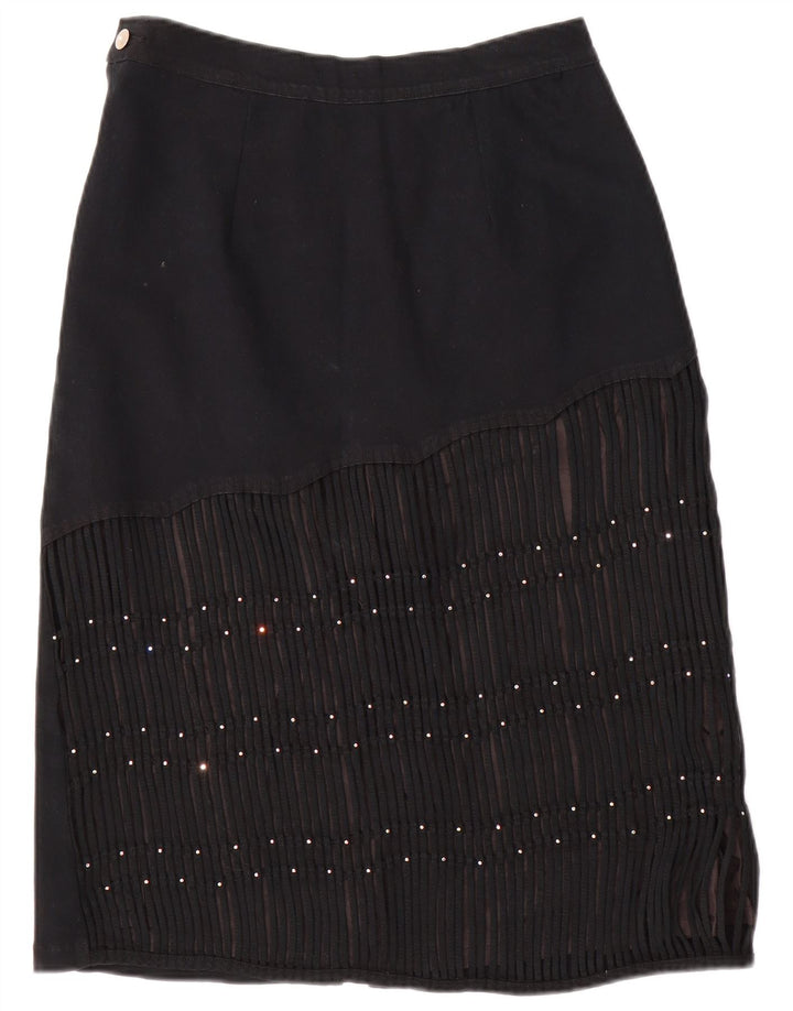 VINTAGE Womens Denim Skirt W30 Medium Black