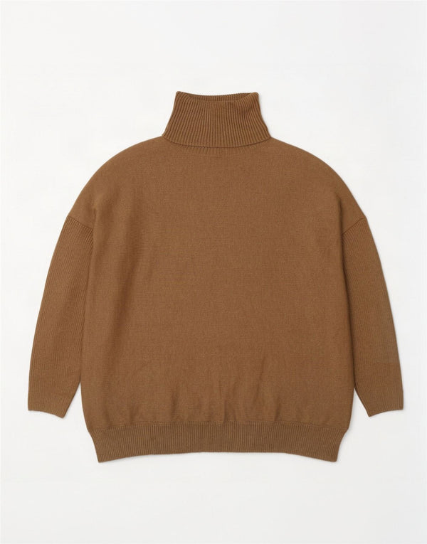 Boden Womens Oversized Roll Neck Jumper Sweater UK 10 Small Brown Cotton