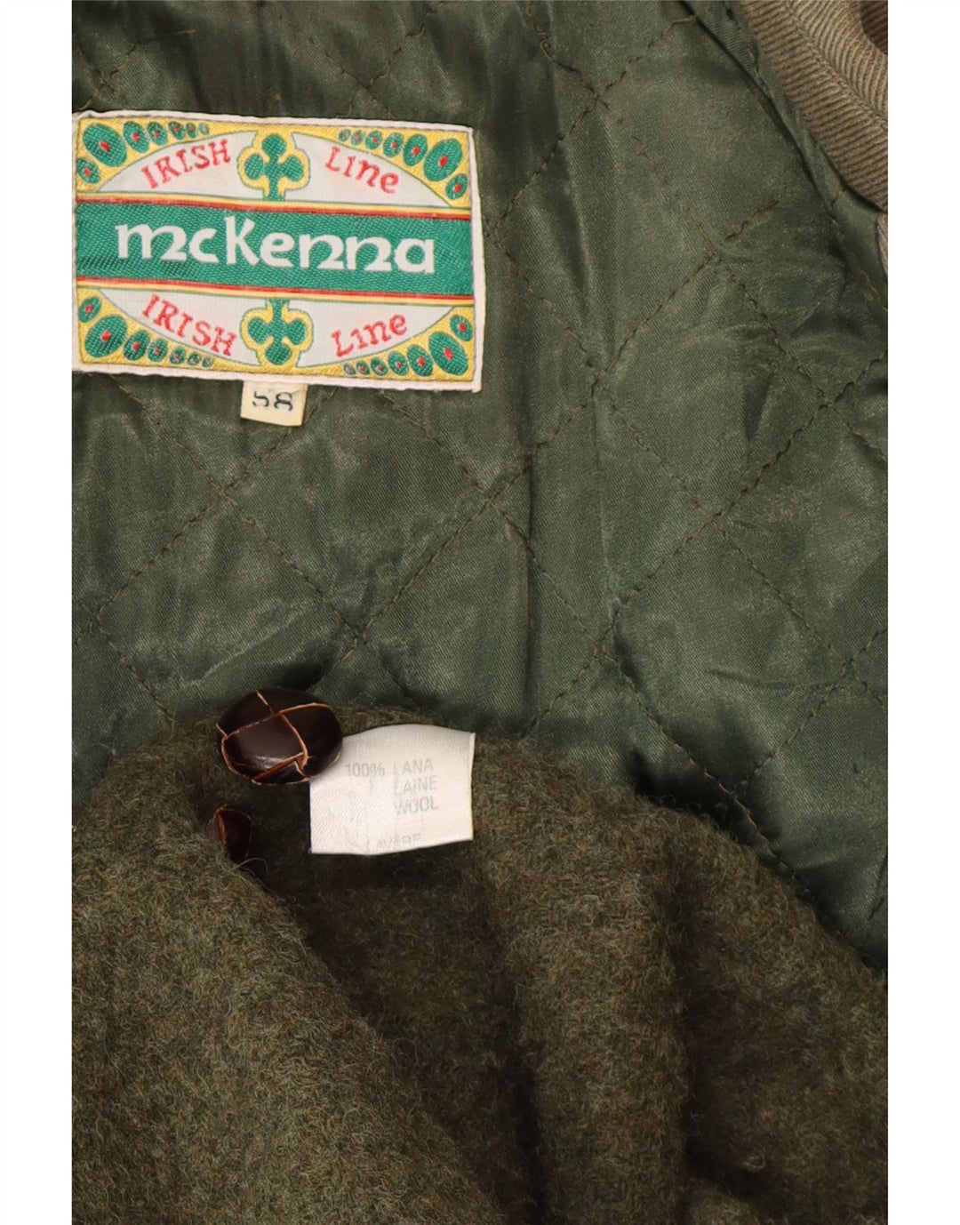 Vintage Mens Overcoat EU 58 4XL Green Wool