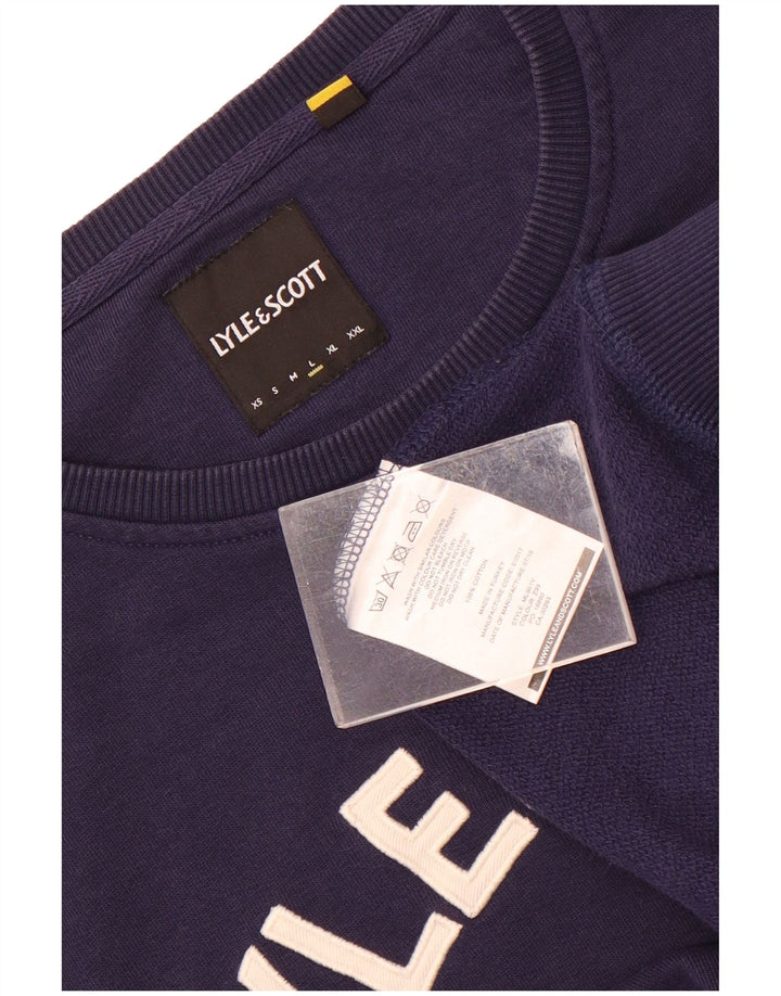 Lyle & Scott Mens Graphic Sweatshirt Jumper Large Navy Blue Cotton