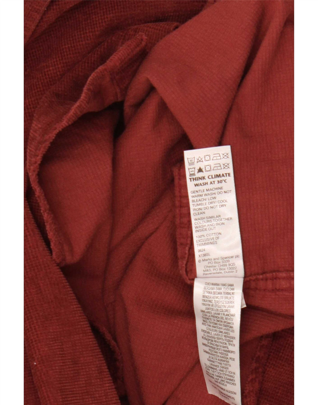 Marks & Spencer Mens Shirt 2XL Burgundy Cotton