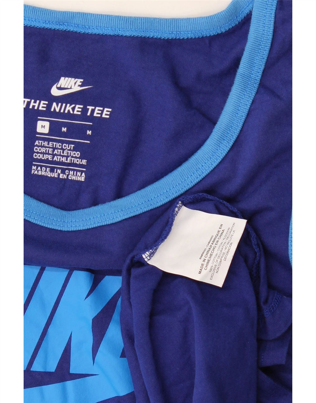 NIKE Mens Athletic Cut Graphic Vest Top Medium Blue Cotton