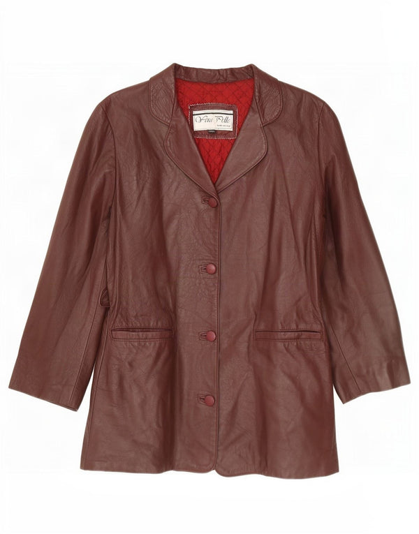 Vintage Womens 4 Button Blazer Jacket UK 14 Large Burgundy