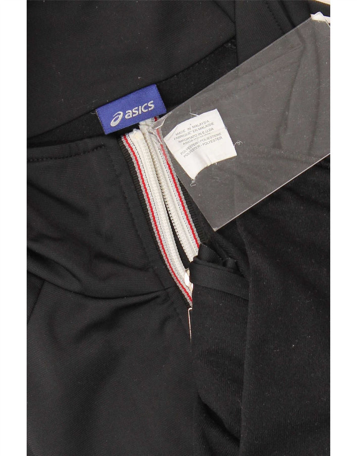 Asics Mens Tracksuit Top Jacket Medium Black Striped Polyester