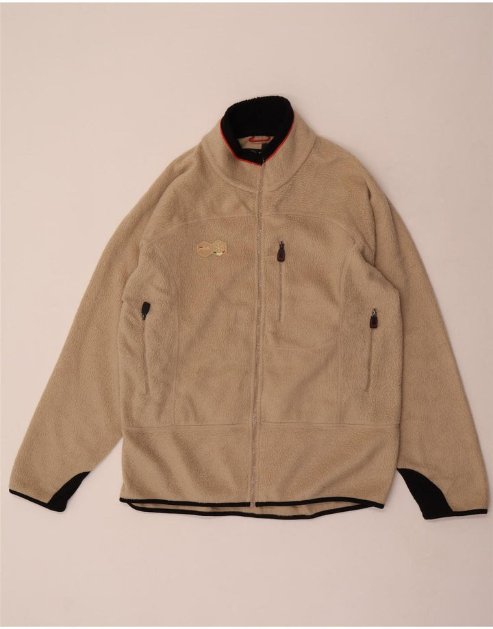 Fila Mens Fleece Jacket UK 44 2XL Beige Polyester