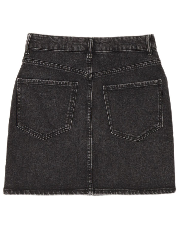Zara Womens Mini Denim Skirt Small W26 Grey Cotton