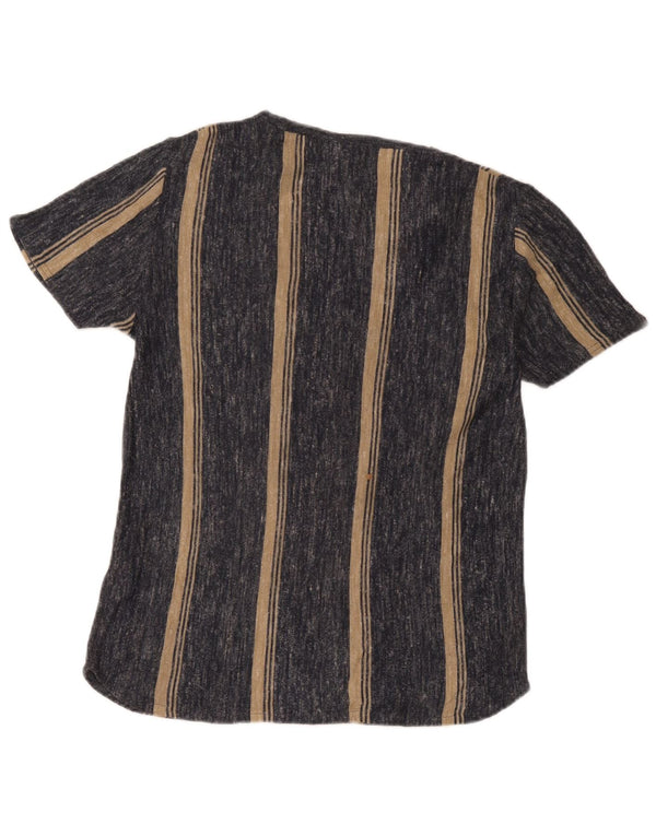 Zara Mens T-Shirt Top Small Grey Striped Acrylic