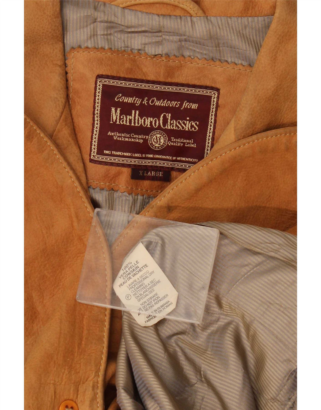 Marlboro Classics Mens 3 Button Suede Blazer Jacket UK 42 XL Beige Leather