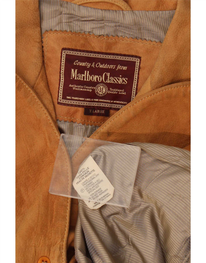 Marlboro Classics Mens 3 Button Suede Blazer Jacket UK 42 XL Beige Leather