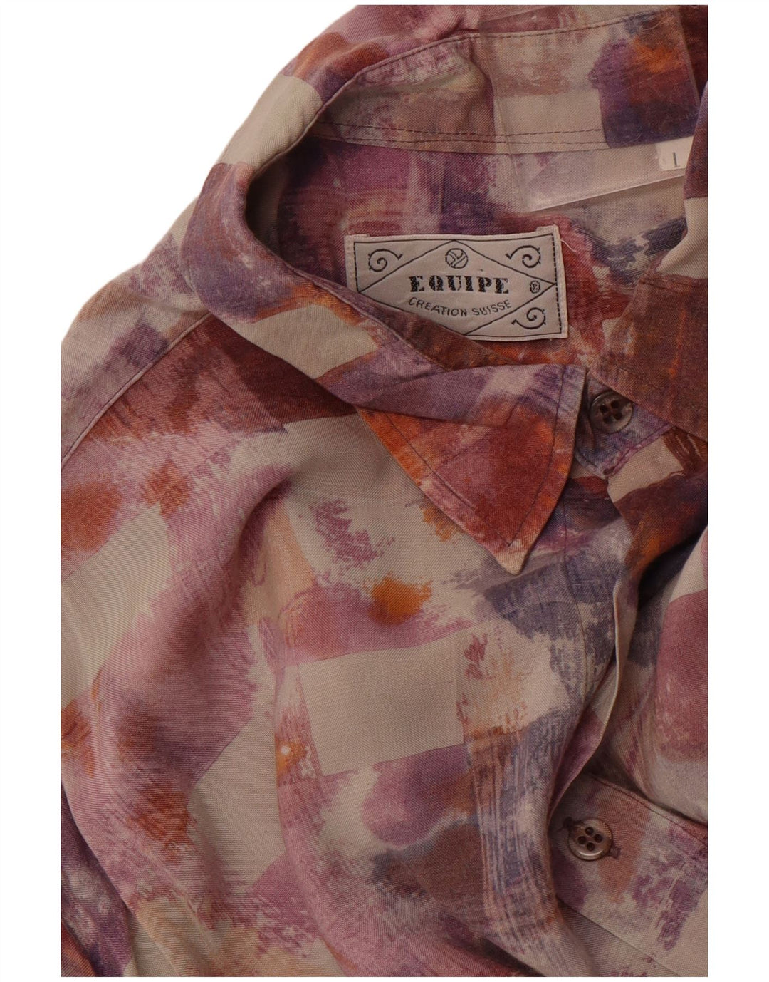 EQUIPE Mens Abstract Pattern Short Sleeve Shirt Large Multicoloured