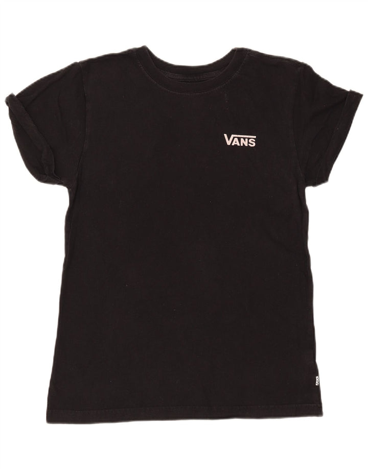 VANS Womens Graphic T-Shirt Top UK 12 Medium Black Floral Cotton