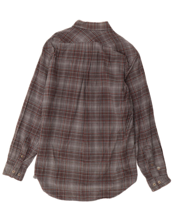 MARLBORO CLASSICS Mens Flannel Shirt Large Grey Check Cotton