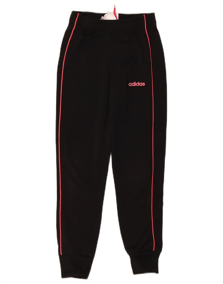 ADIDAS Girls Tracksuit Trousers Joggers 9-10 Years Black Polyester