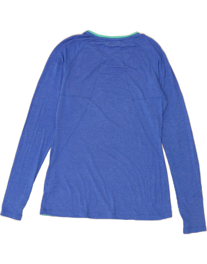 CHAMPION Womens Top Long Sleeve UK 14 Large Blue Pinstripe Polyester Vintage Champion and Second-Hand Champion from Messina Hembry 